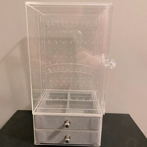 Acrylic & grey velvet jewelry organizer